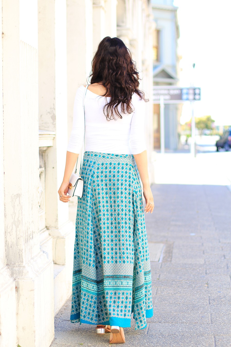 Maxi skirt and outlet bardot top