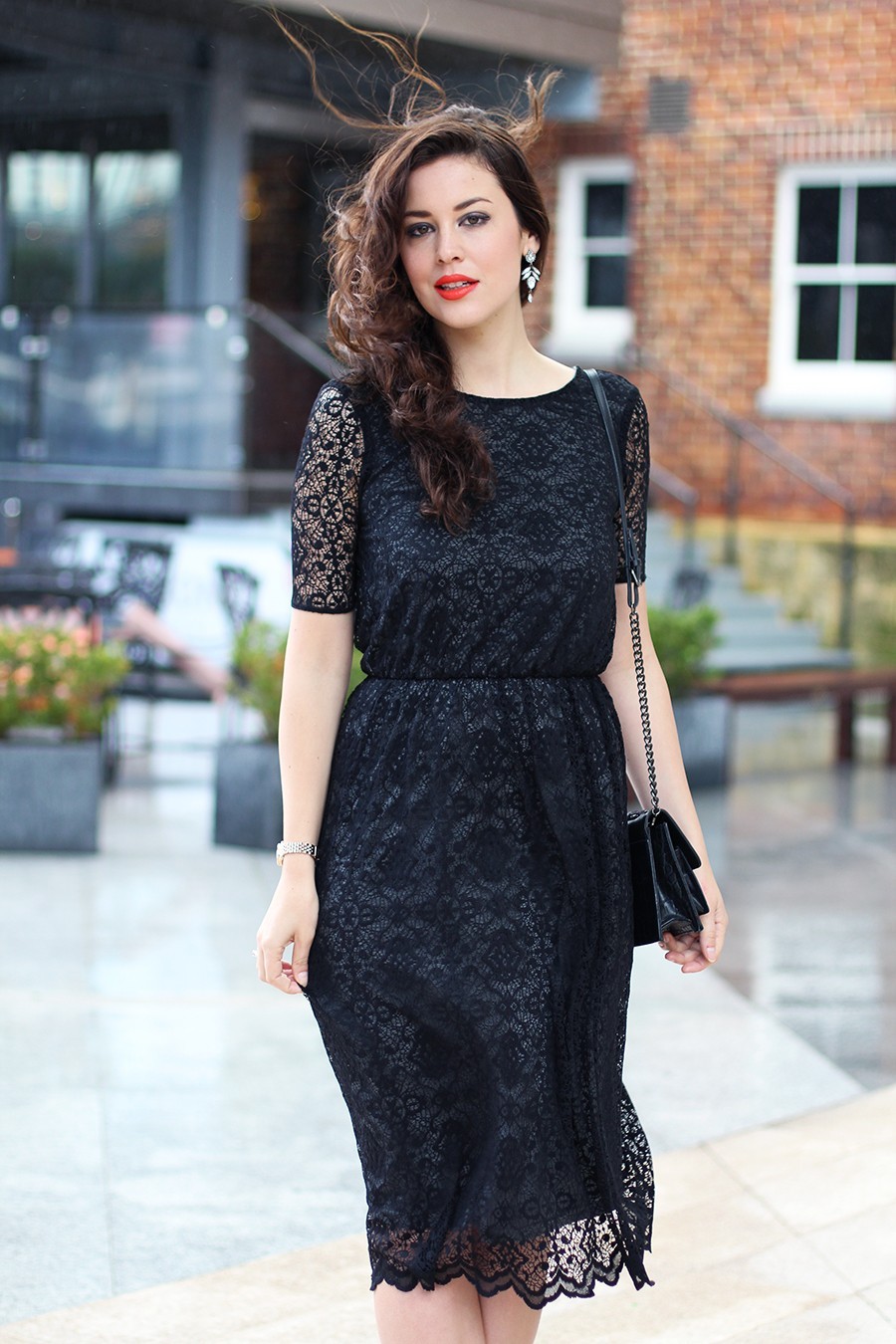 Black lace 2024 dress with jacket