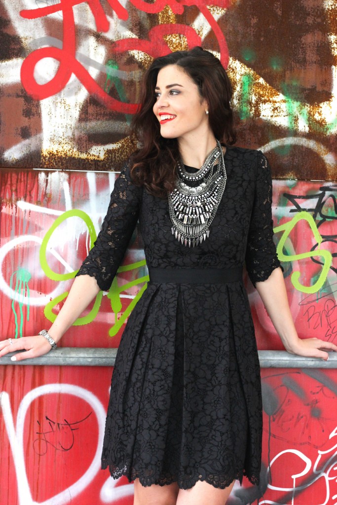 Ted baker black outlet lace dress